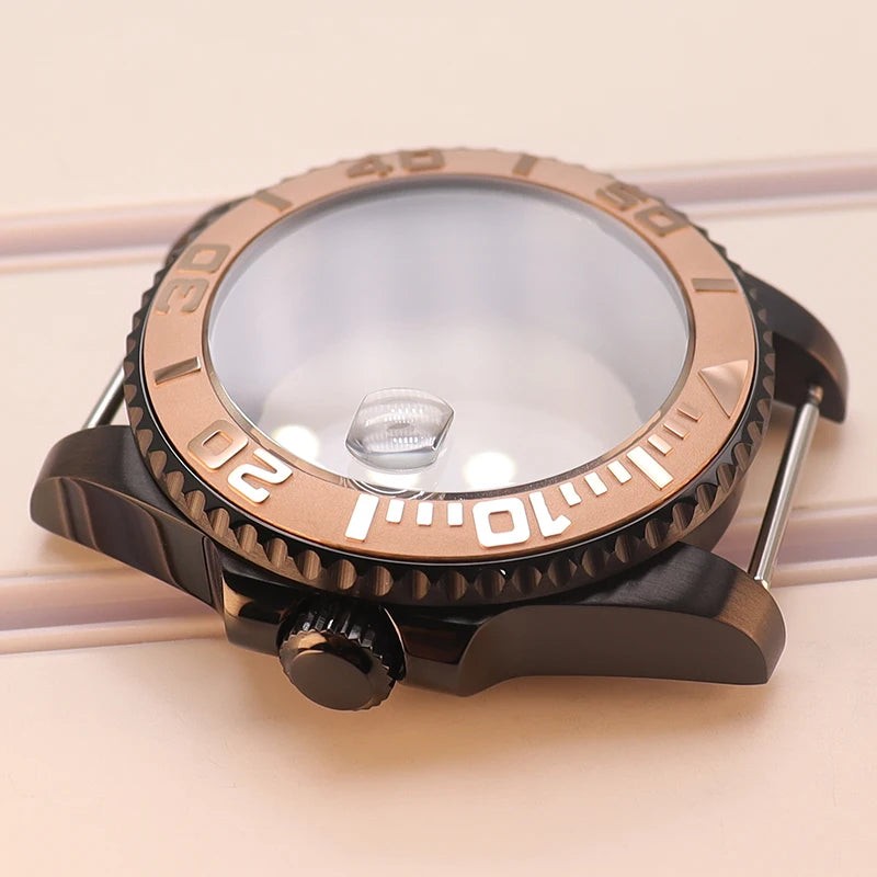 40mm Watch Case Sapphire Yacht Bezel For nh35 nh34 NH36 NH38 Eta2824 Miyota 8215