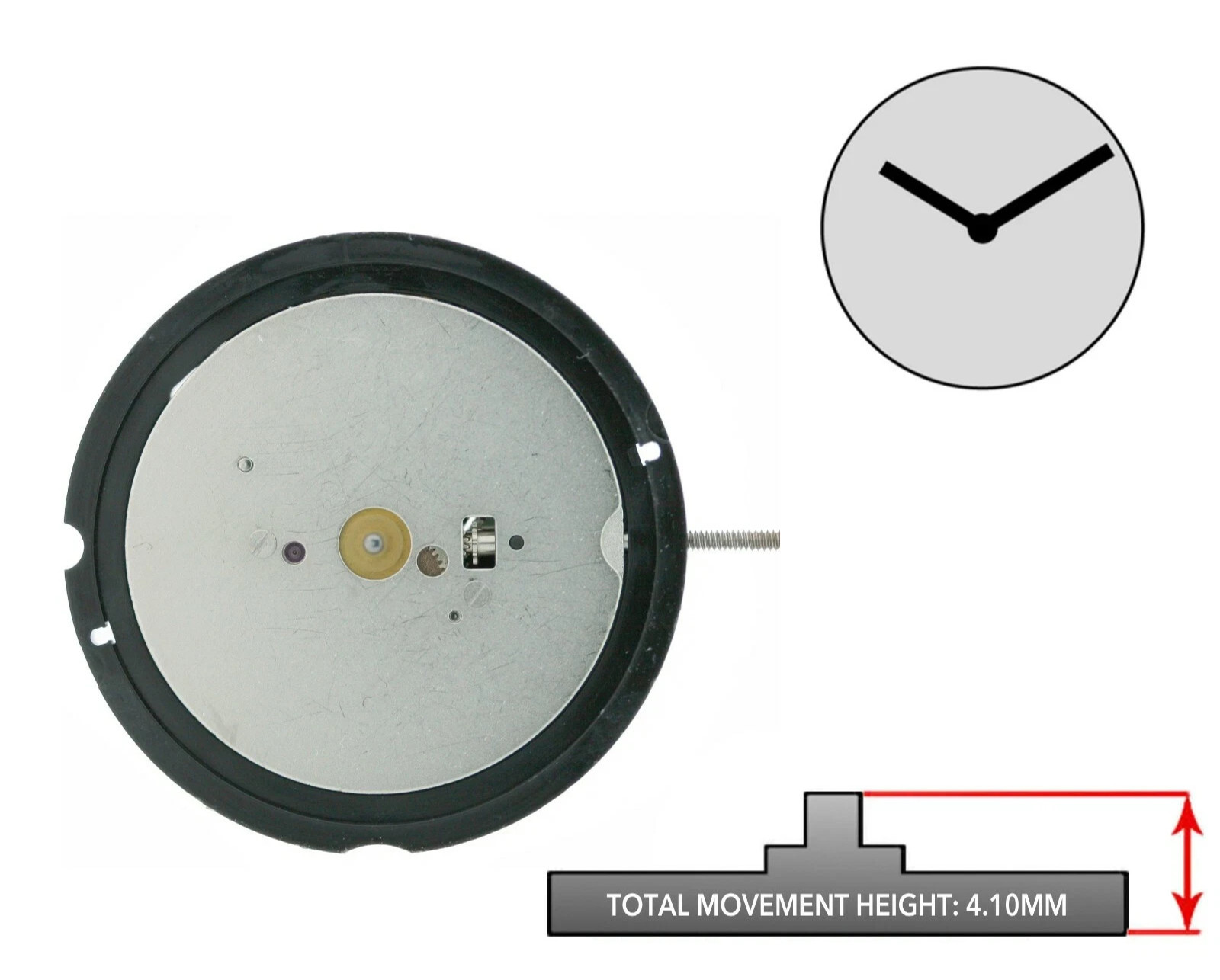 Harley Ronda 512, 2 Hand Quartz Watch Movement, Overall Height 4.1mm