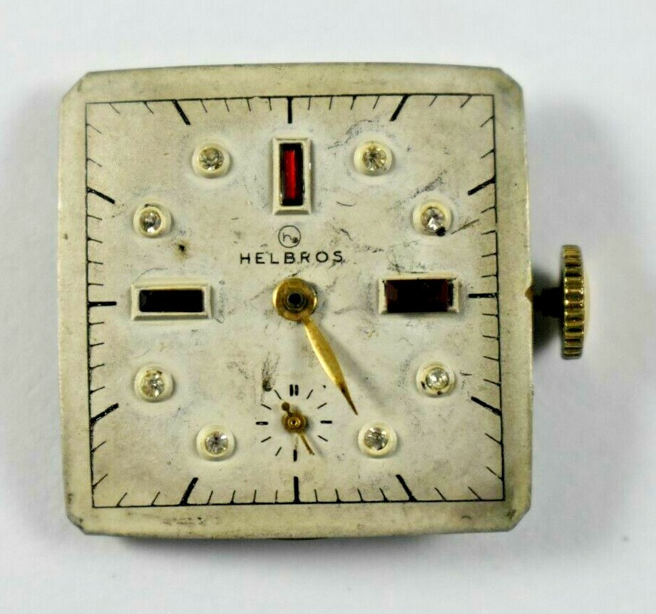 Vintage Helbros Hand Wind Mechanic 17J 74 Wrist Watch Movement Fancy Dial lot.e