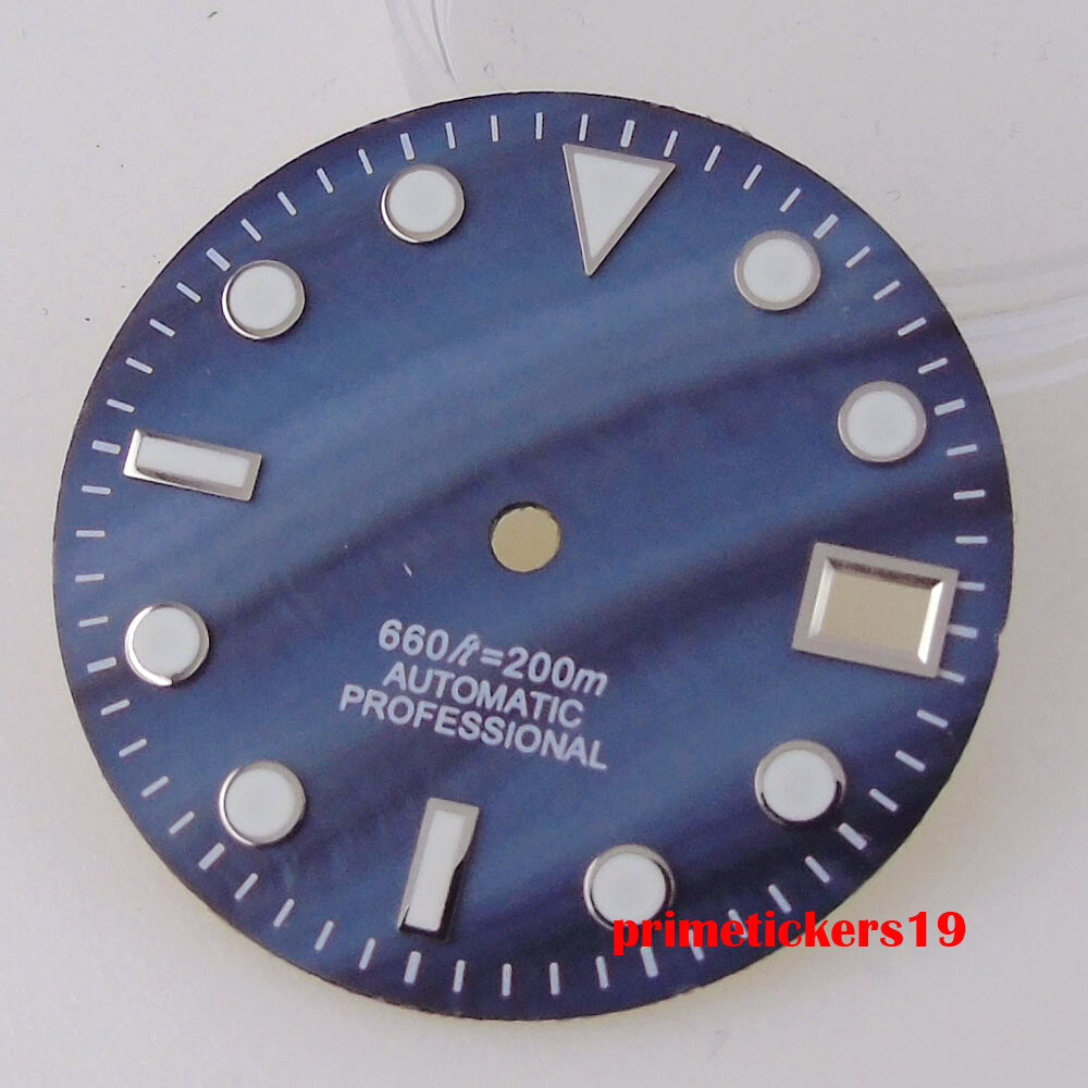 28.5mm Watch Dial Sterile Shell Face Date Hands Set Green Lume Fit NH35 Movement