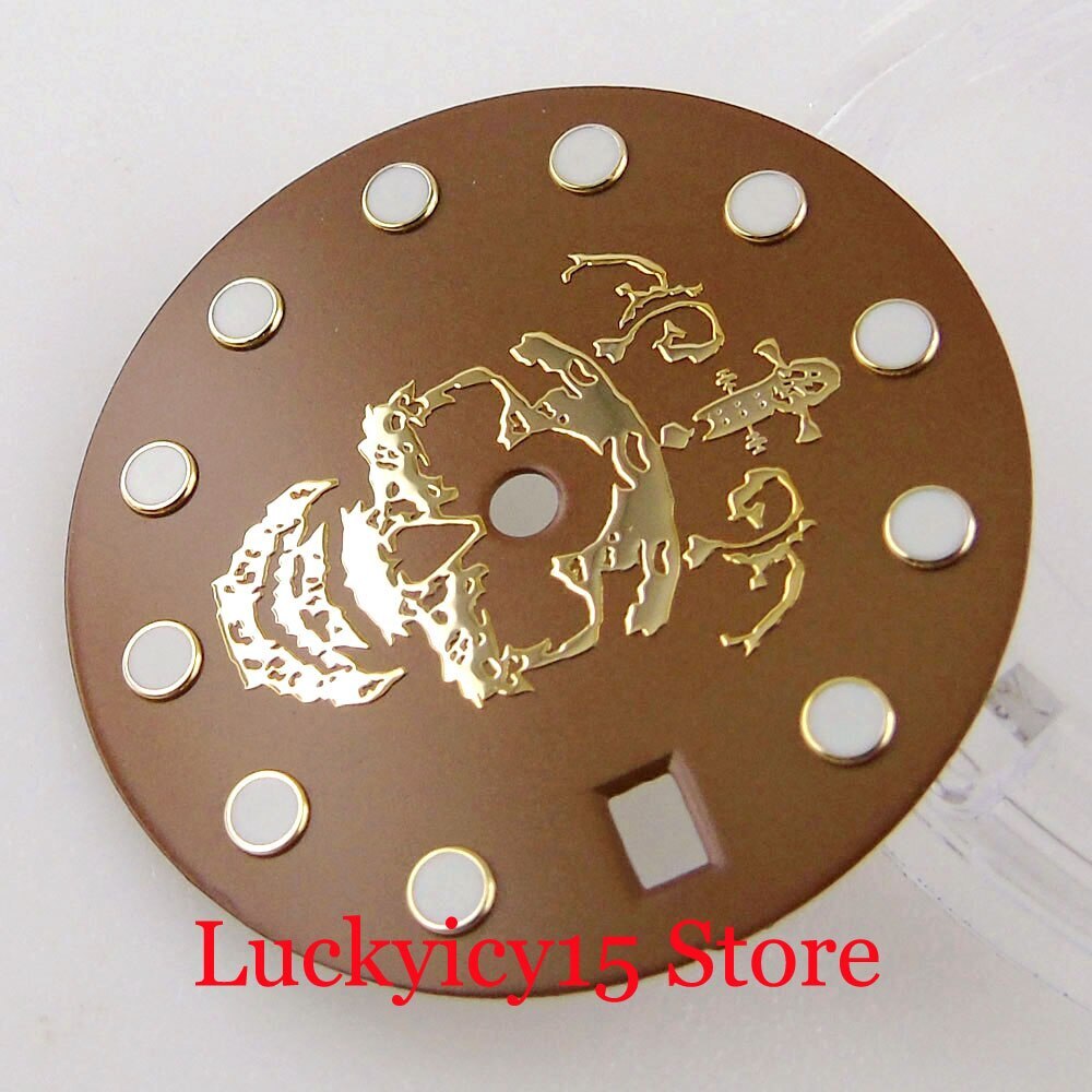 28.5mm Skull Watch Dial Face fit NH35A 4.2/3 O’clock Crown Luminous Index