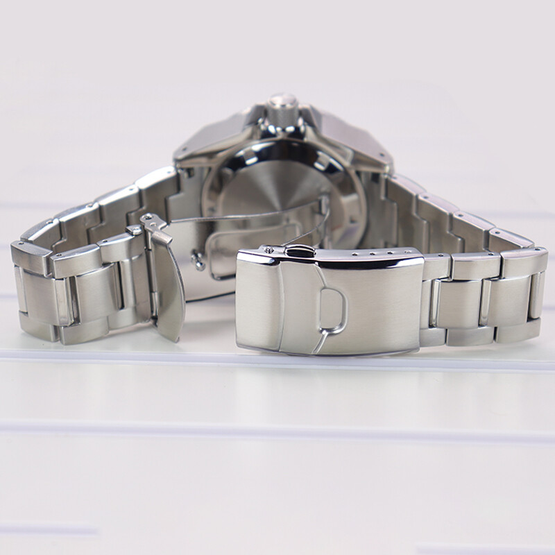 Silver Seiko Samurai Watch Case 904 strap Sapphire For NH35 Movement 28.5mm Dial