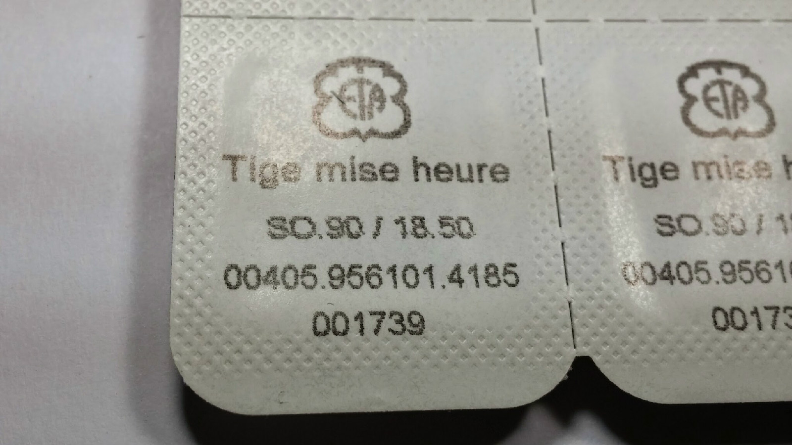ETA EB, E BAUCHES Caliber 956.101, Winding Stem, LG Tap 10, 0.90, 18.50