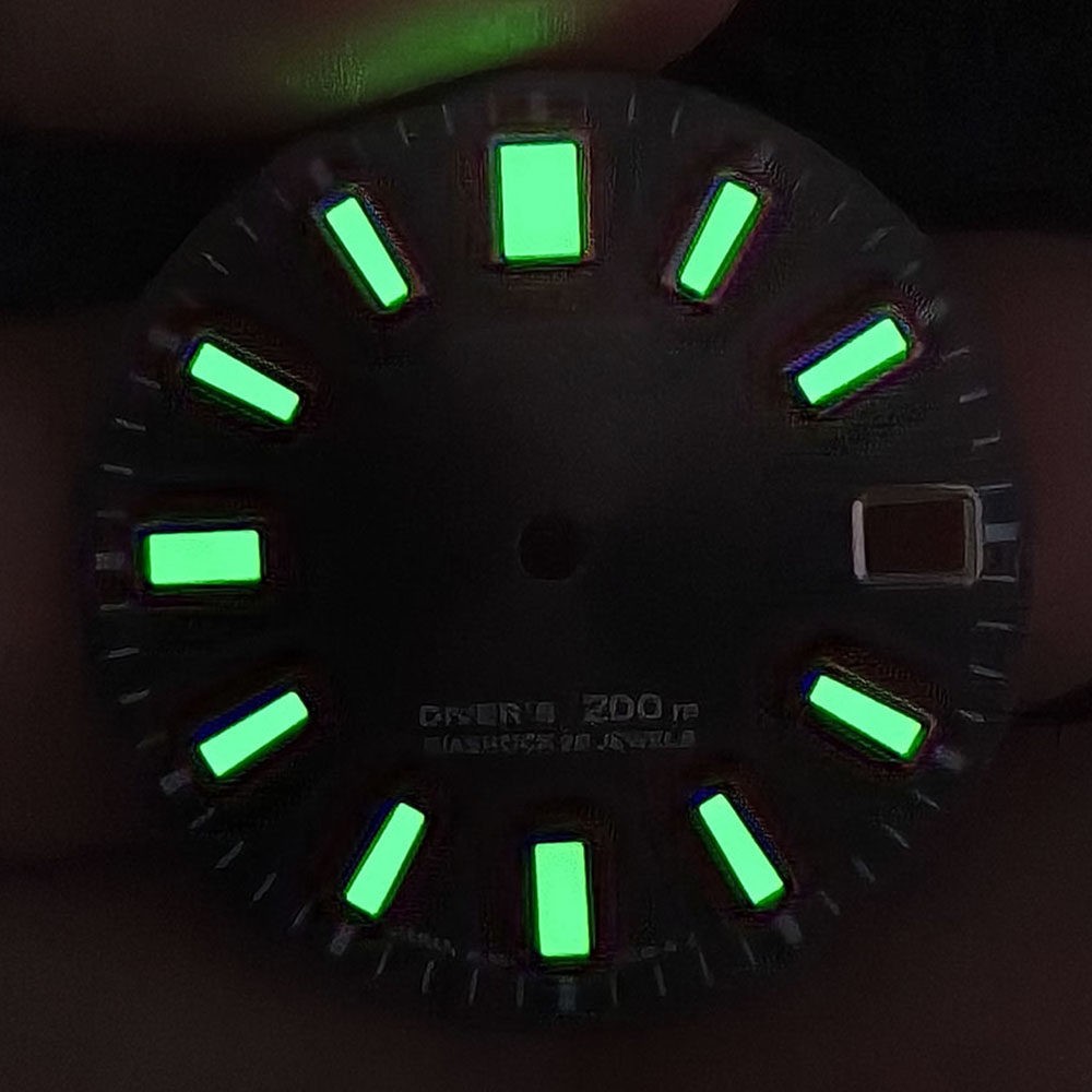 28.5Mm 62Mas Sunburst Pattern Watch Dial Green Lume for Nh35 Nh36 4R Movement