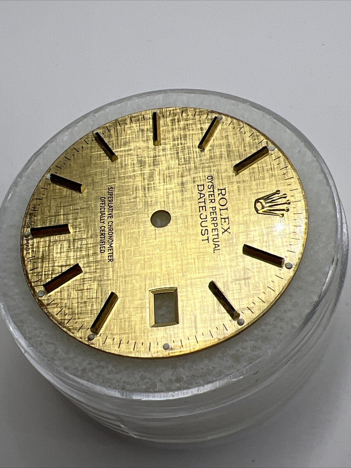 Authentic 28mm Rolex Datejust Champagne Linen Dial Yellow Indices 16013 16233