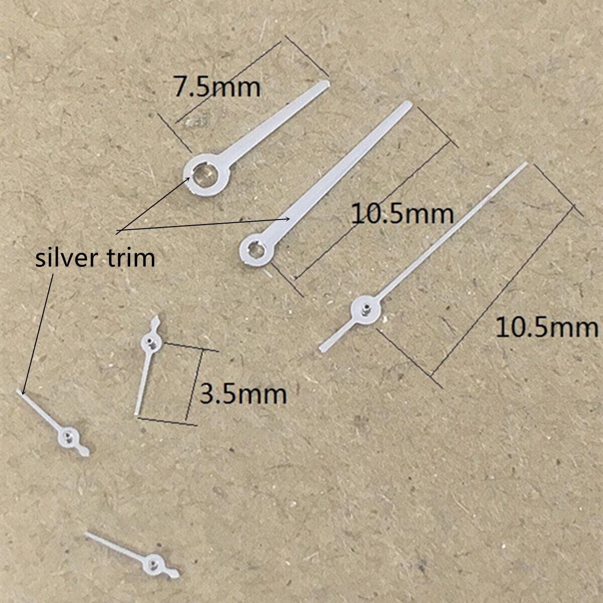2 Sets No Lume Silver Trim Watch Hand for Movement VX3J VX9J VX7J VX3N VX9N VX42