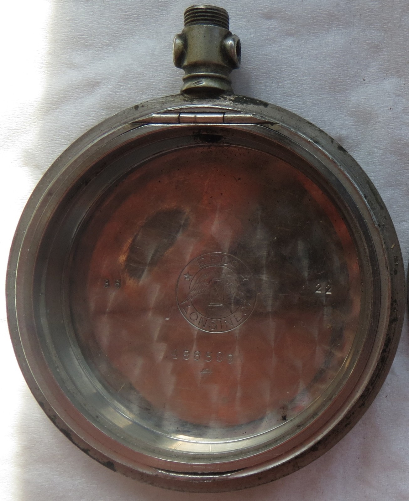 Longines pocket watch open face nickel chromiun case 52,5 mm. in diameter