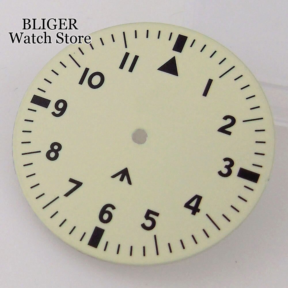 Full Lume Dial 33.5mm Watch Dial Beige fit NH35 NH36 Movement Watch Accessories