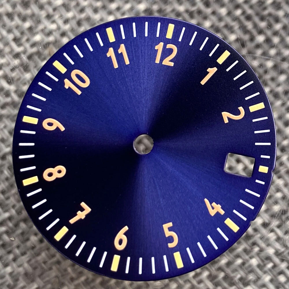 29mm Black Blue White Dial Date Window Fit Pilot Japan NH35A NH36A movement