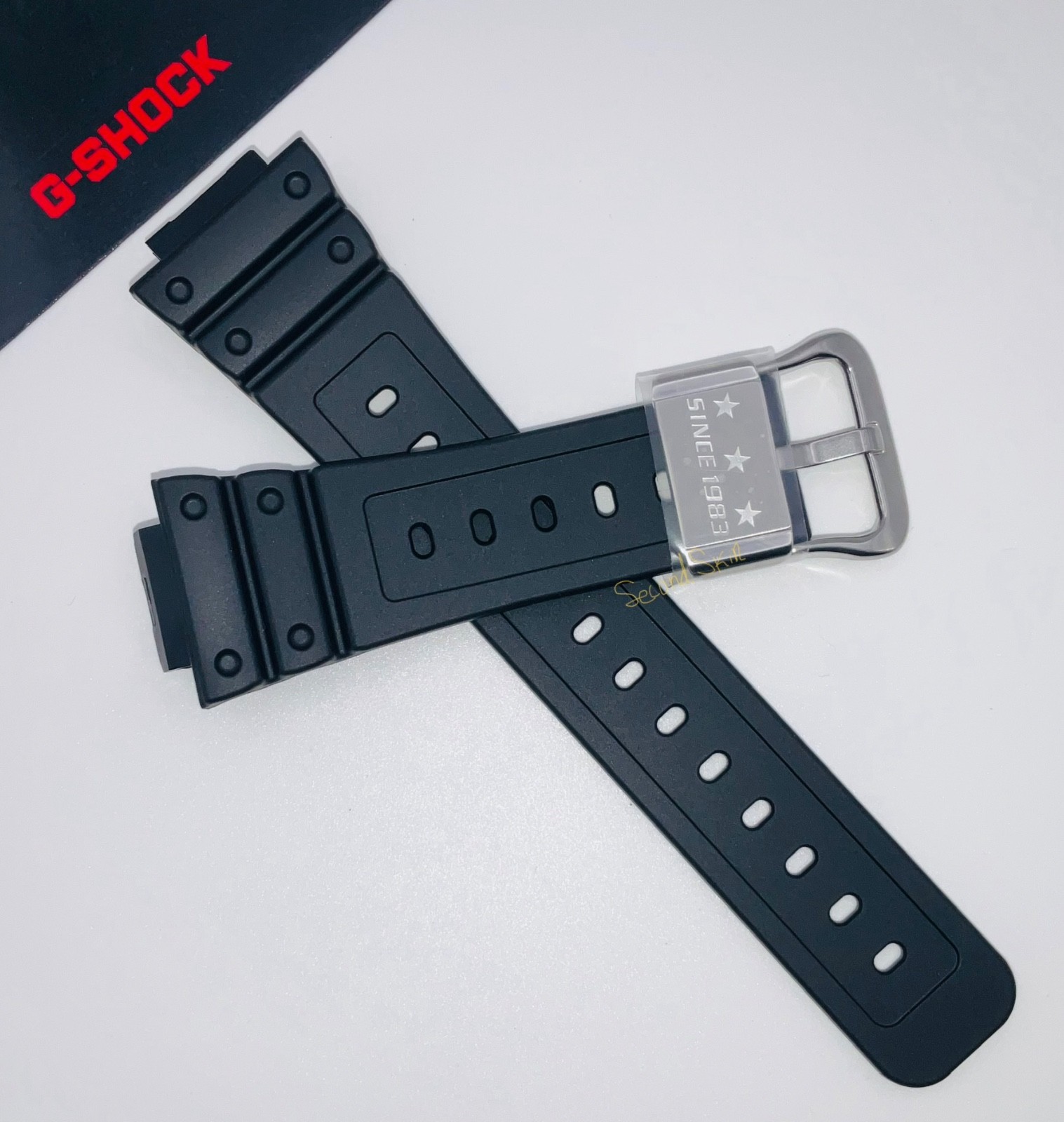 Genuine Casio G-Shock Watch Black Band Stainless Metal Keeper DW-5030-1 + Pins
