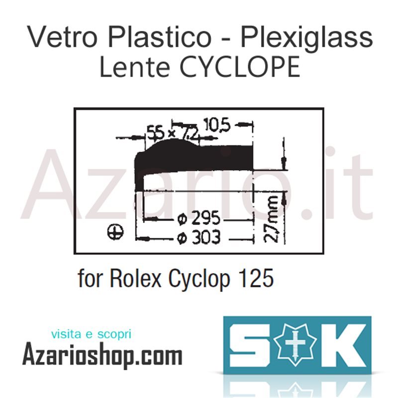 Cyclops 125 Rolex Tudor Submariner Crystal Plastic Plexi Sternkreuz RX Glass