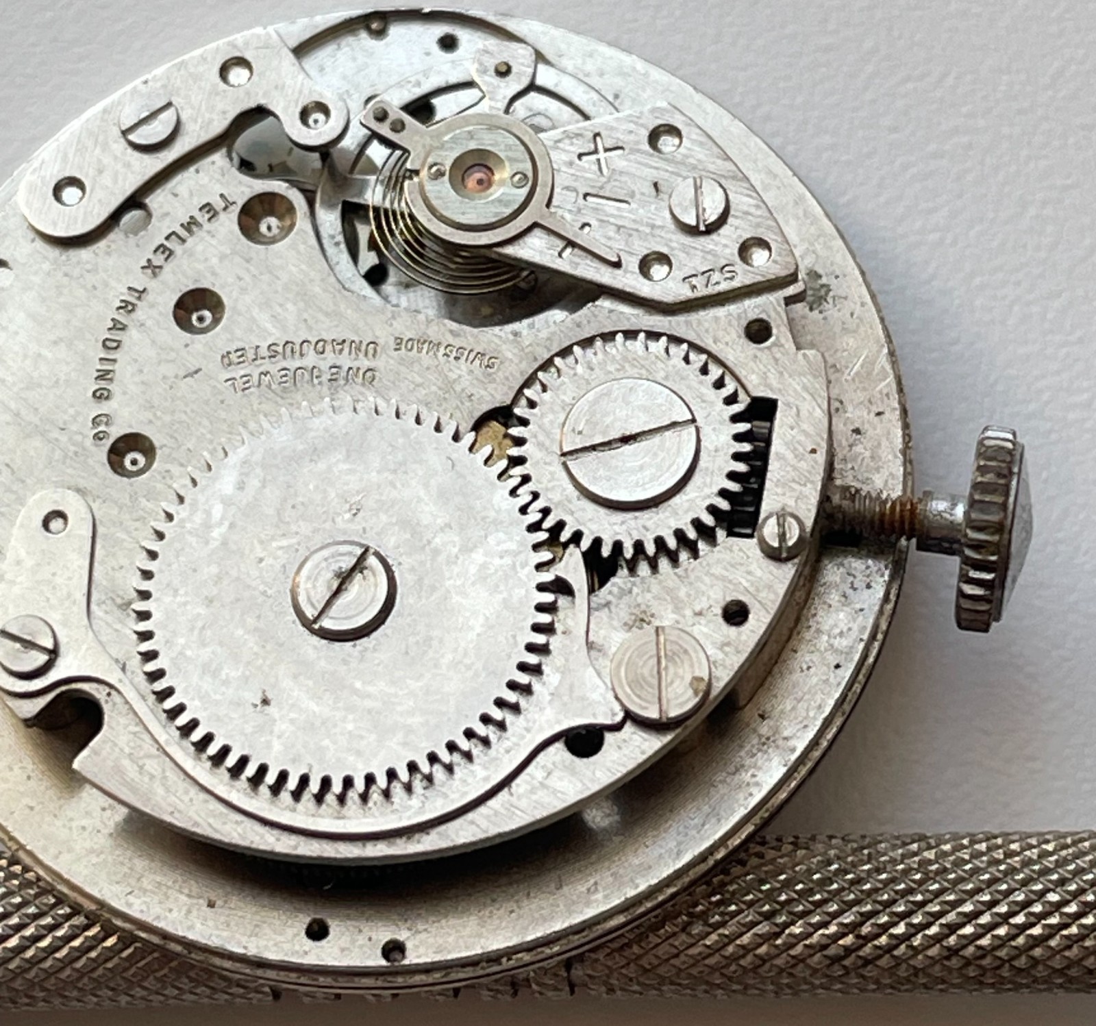 Vintage Princeton Watch Movement Swiss Rose Dial 12h Crown Parts Repair 30.7mm