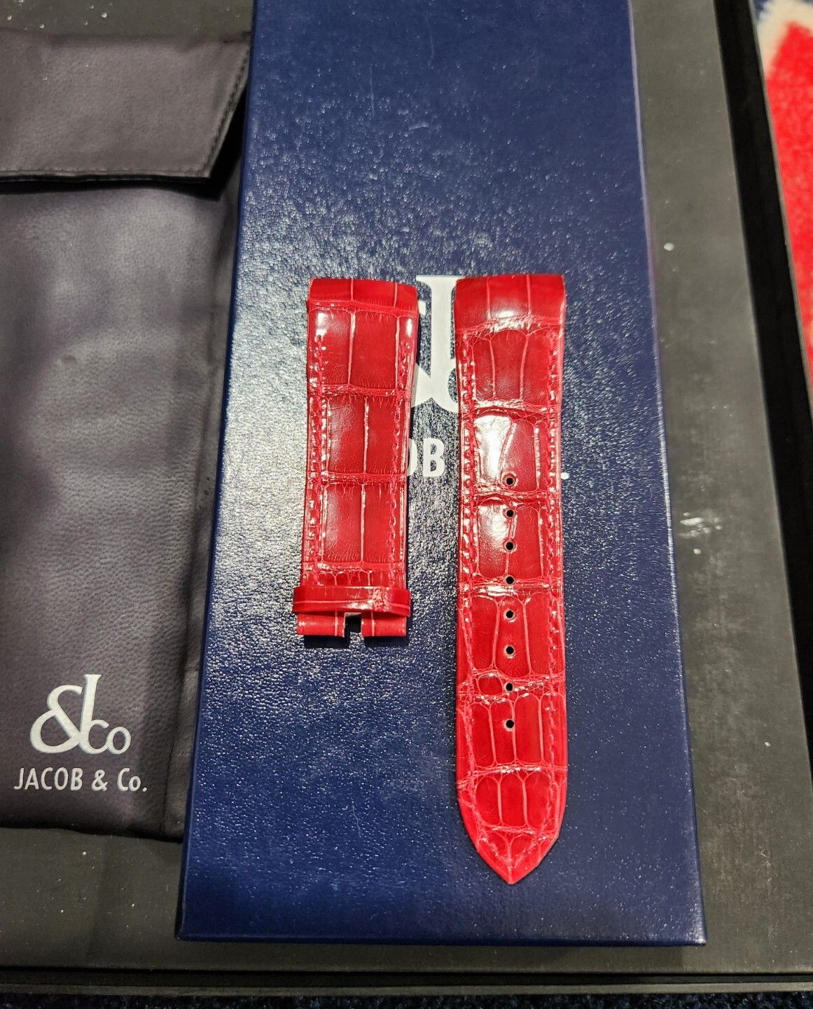 New Jacob & Co. Red Genuine Ghost Alligator Leather Watch Band Strap (ONLY ONE)