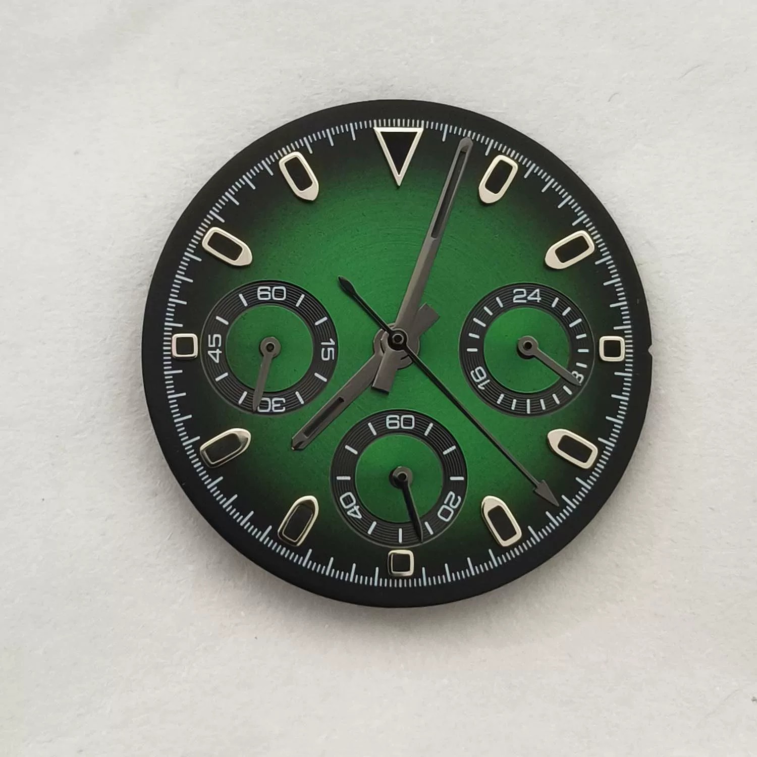 29.5mm Gradient color Watch Dial + Hands Green Luminous For VK63 Movement