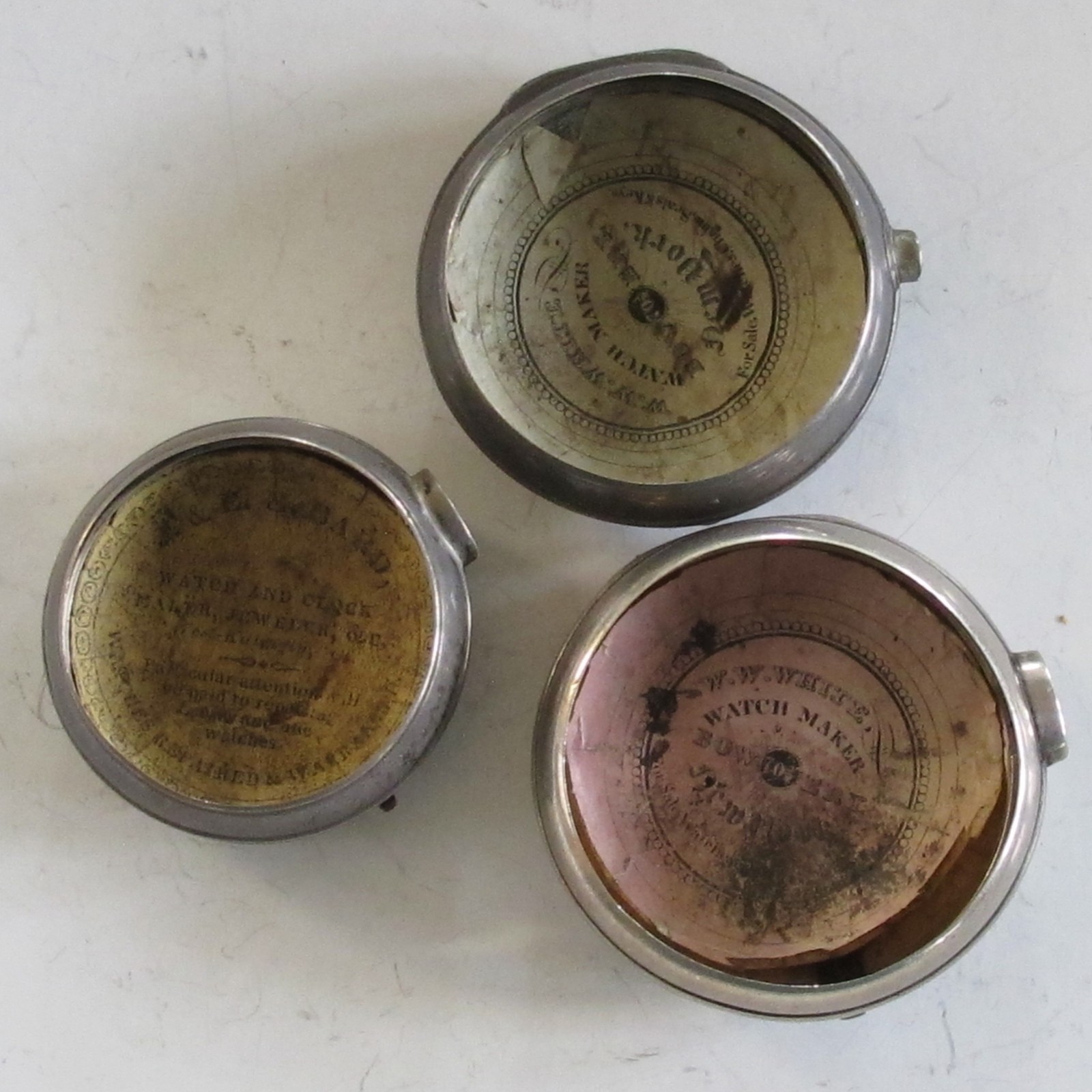 Antique 3 STERLING SILVER Hallmarked English PAIR CASES + Pocket Watch Papers
