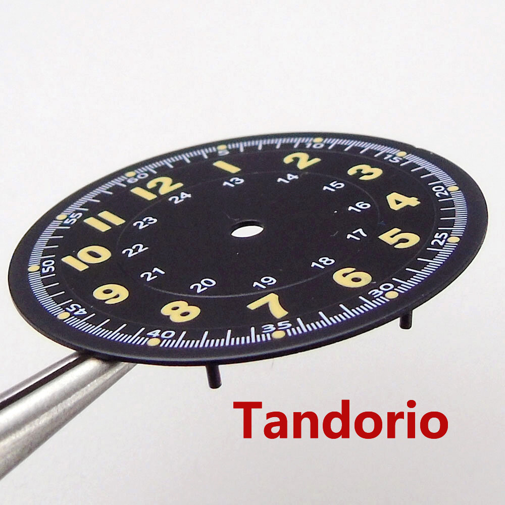 29mm Sunburst Watch Dial Face Fit NH35A NH36A Movement Arabic Numerals Mark Lume