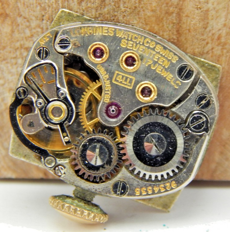 Vintage 17 jewel Longines 411 ladies wrist watch movement with hands & dial