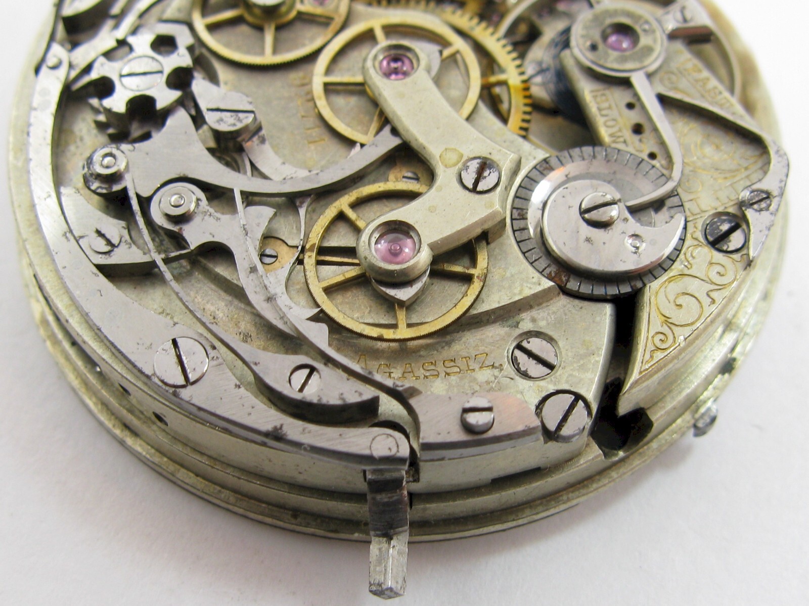 Agassiz Pocket Chronograph watch Movement 92711 for parts … 16s diam. 41.9 mm