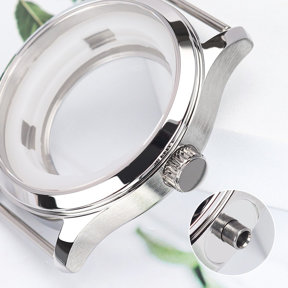 Sapphire 42mm Aviator Watch Case Stainless Smooth Bezel For Seiko NH35 Movement