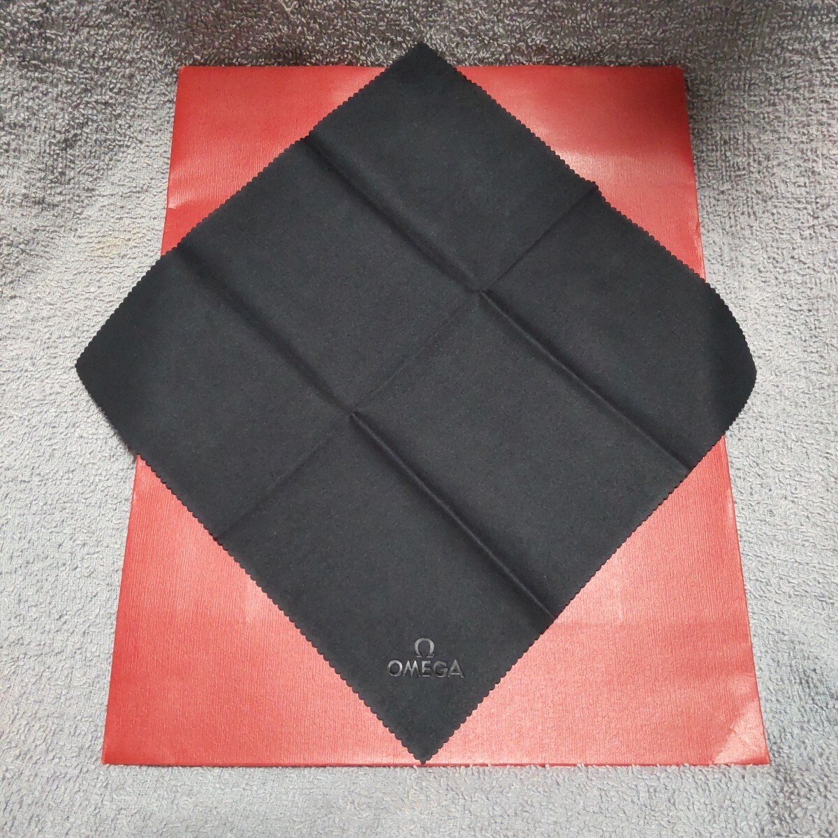 Genuine Omega Watch Cleaning Cloth/handkerchief With Omega Logo (black).