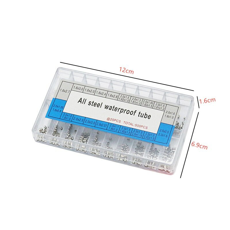 500pcs/box Stainless Steel Assortment Watch Crown Tube Repalcement Parts