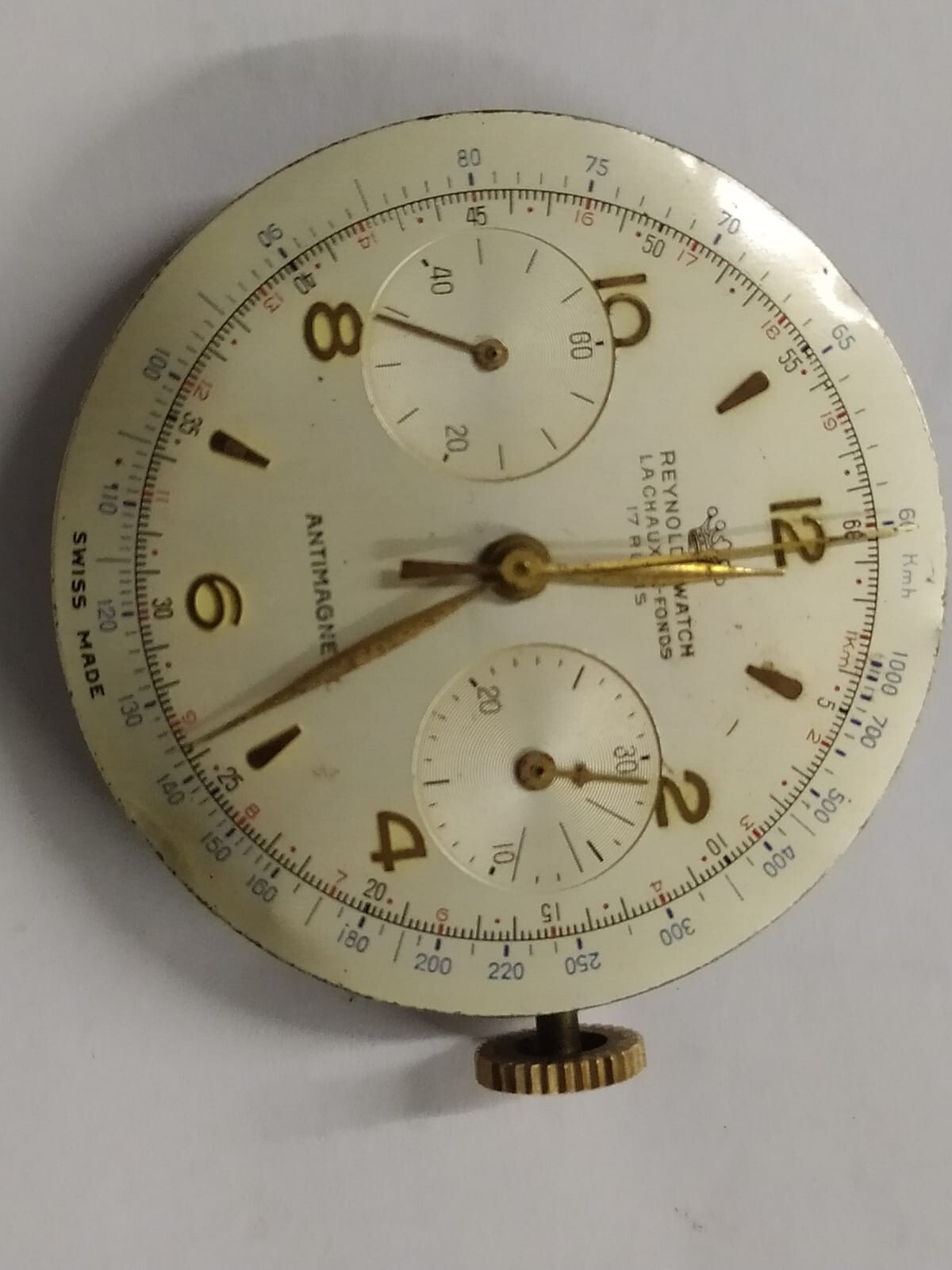 Reynold Swiss Chronograph watch movement, cal. Venus 188 similar to Valjoux 7730