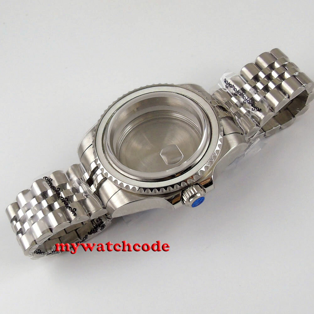 40mm Sapphire Glass Steel Watch Case fit NH35 NH36 miyota Movement jubilee strap