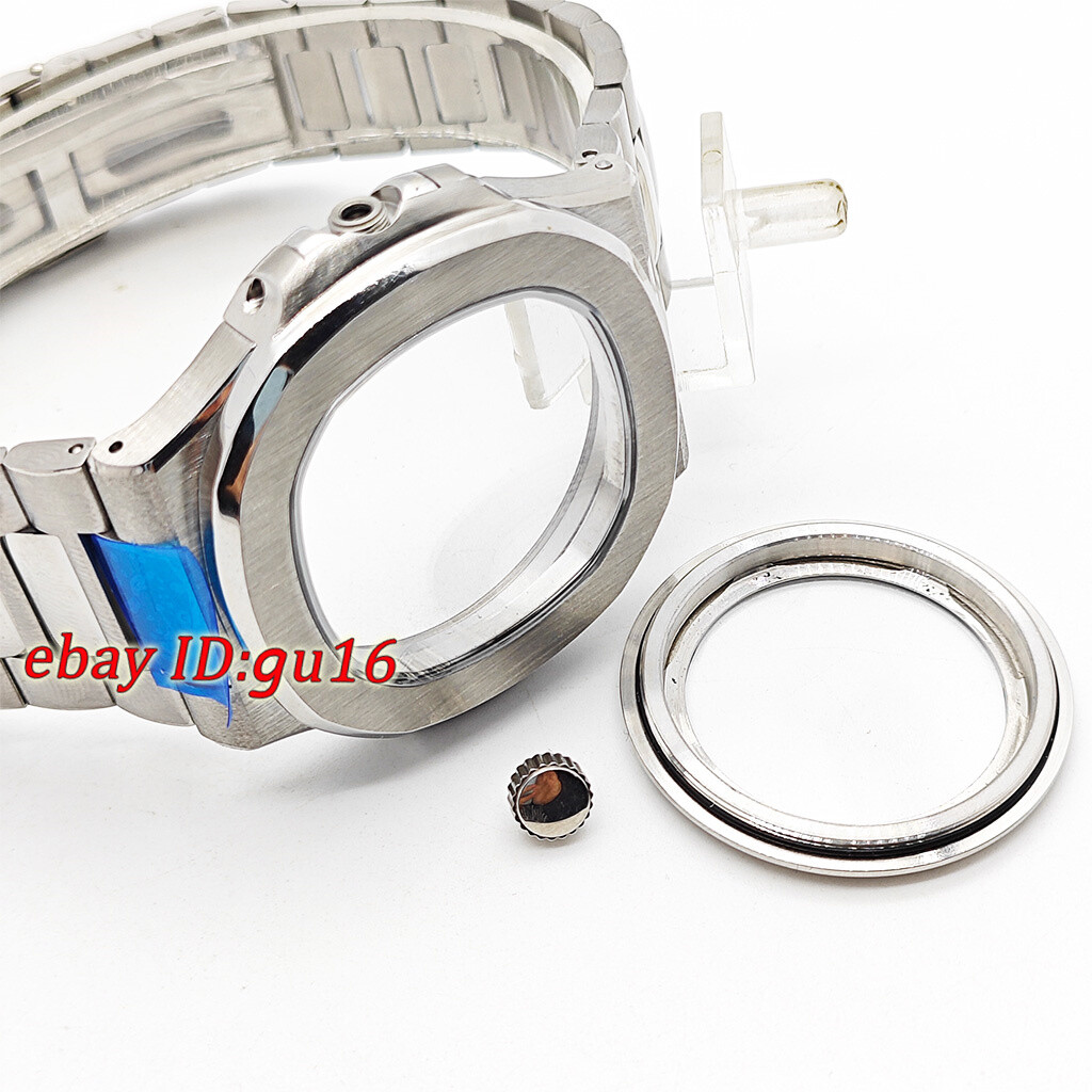 42mm silver watch case stainless ste fit NH35 NH36 ETA2824 PT5000 movement parts