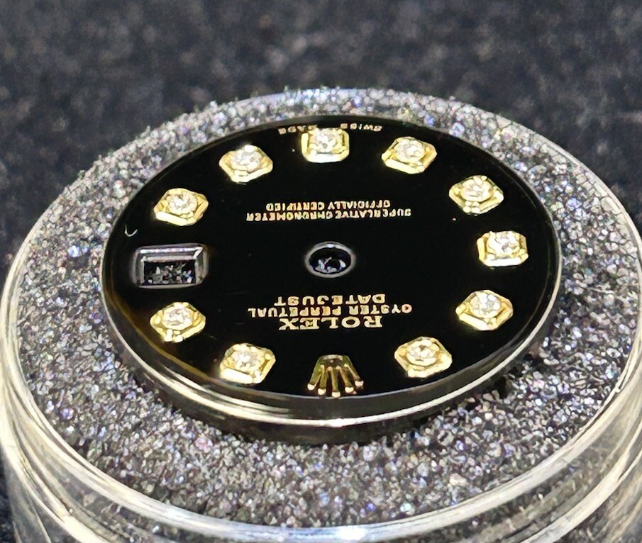 Rolex Ladies Datejust/President Custom Black Diamond Dial For 26mm Watch