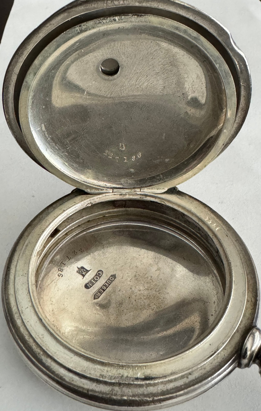 VINTAGE BIG 4OZ DUEBER COIN SILVER HUNTING POCKET WATCH CASE KEY WIND/ KEY SET