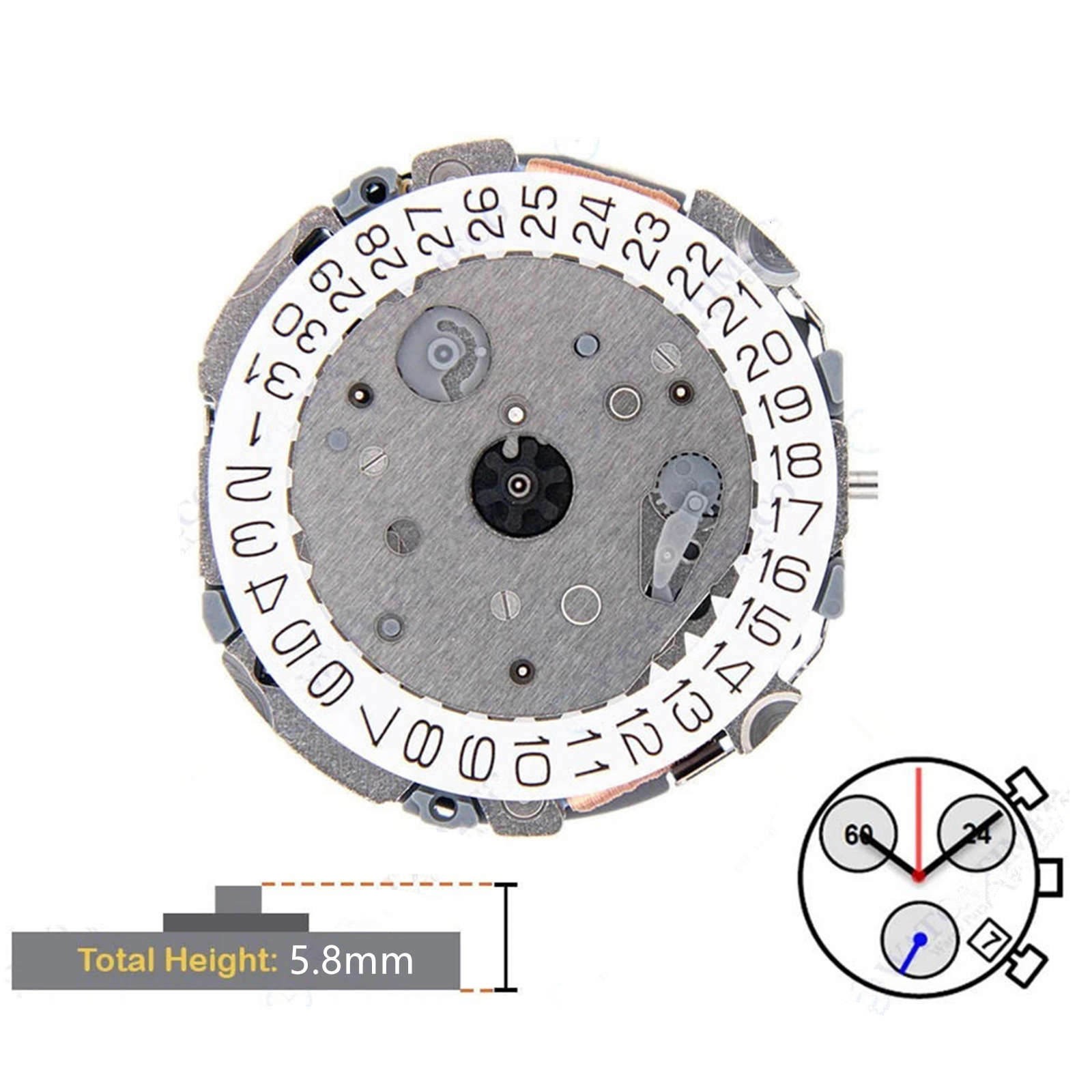 Quartz Chronograph Caliber Movement With Date at 4:00 6 Hands for Miyota FS00