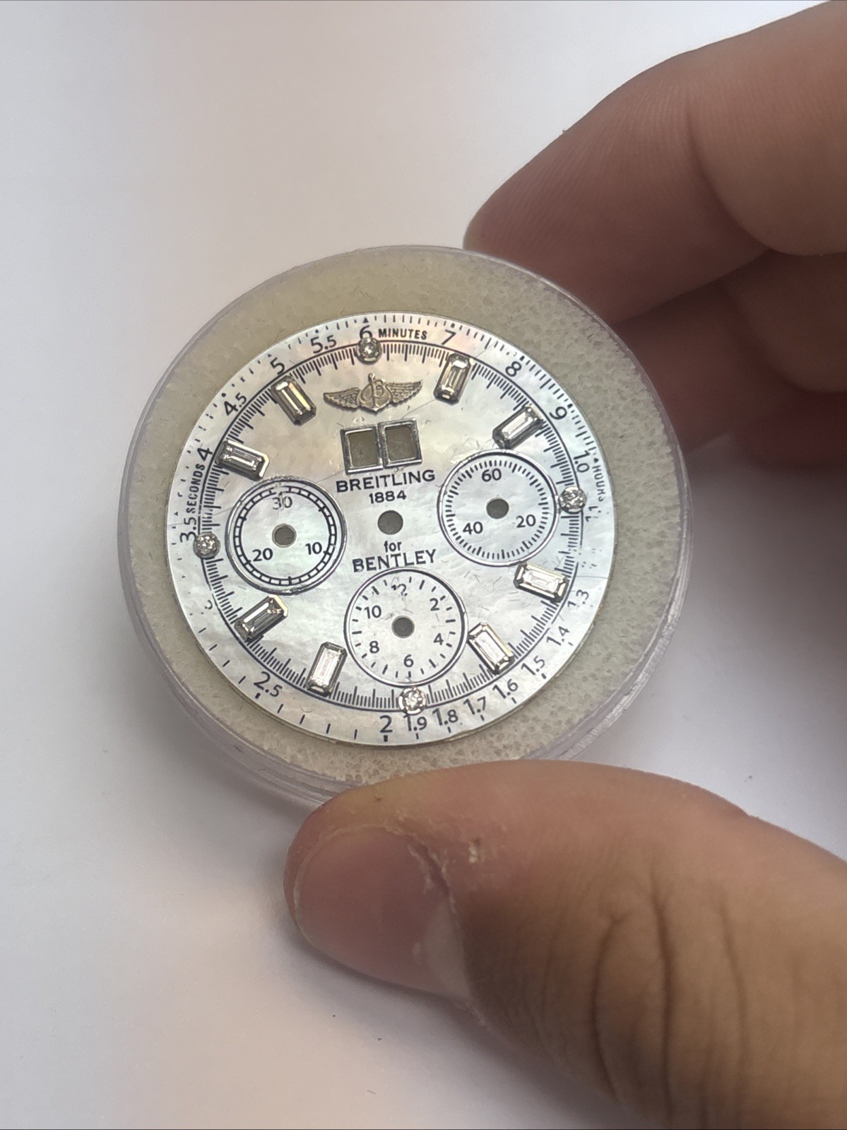 Breitling Bently White Mop Aftermarket Dial with Baguette And Round Natural