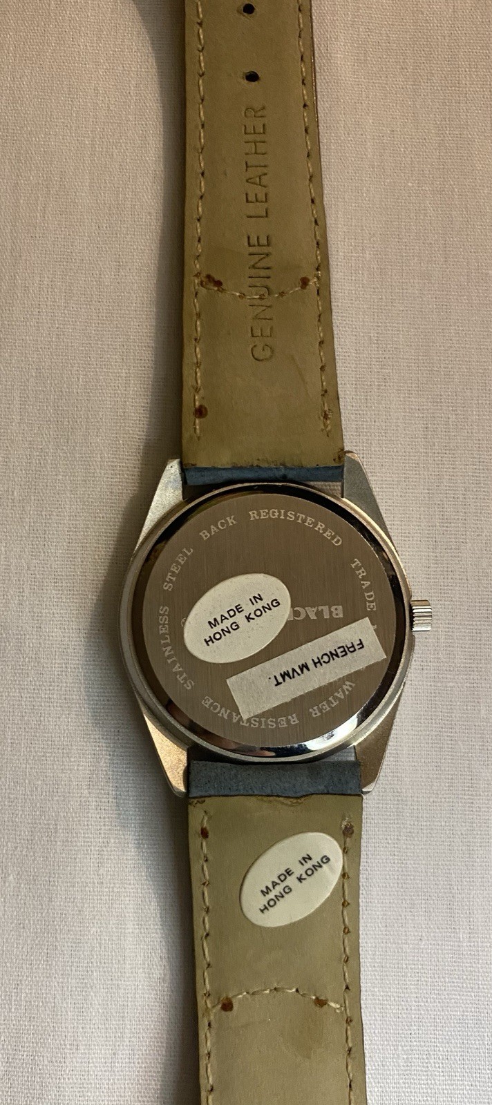 Vintage BLACK APACHE Watch Leather Band French Movement Native American Dial NOS
