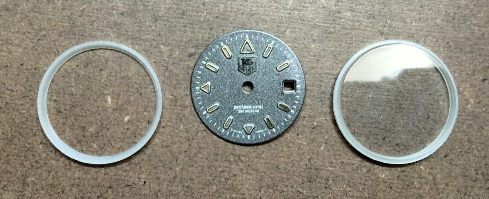 GENUINE TAG HEUER GRAY & GOLD LUMI DIAL, CRYSTAL, GASKET S94.708M 200 PRO