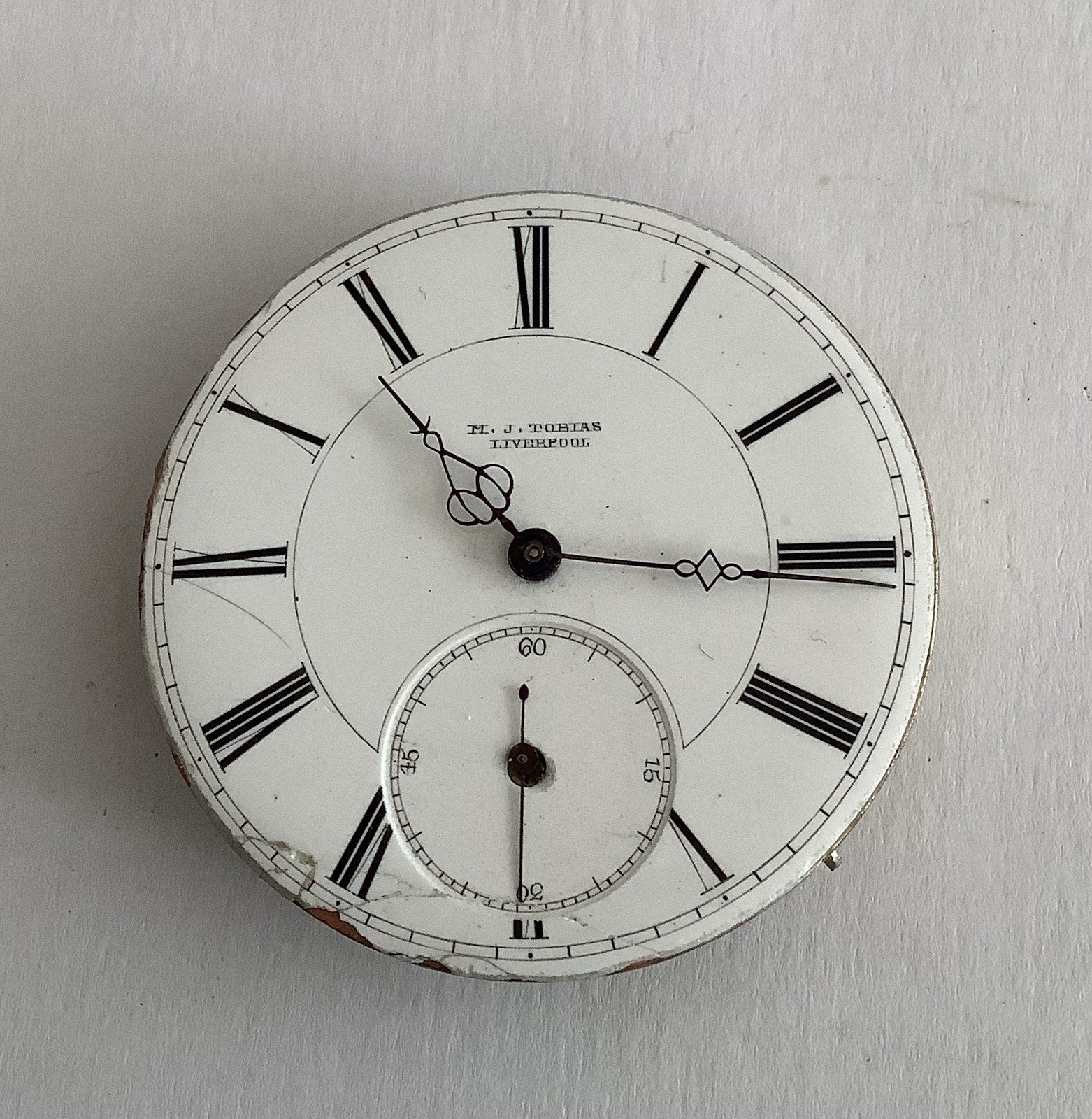 M. J. Tobias Pocketwatch Movement, 47 mm.