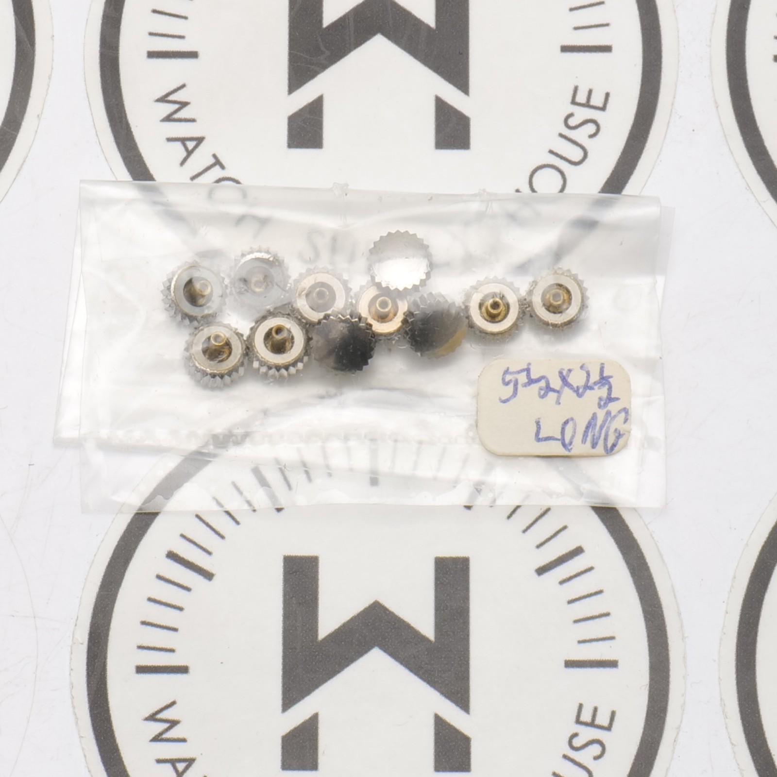 NOS Watch Crown Lot 11 SS Silver Tone 5.5×2.5mm Tap 10 Long Post O Ring (G3D15)