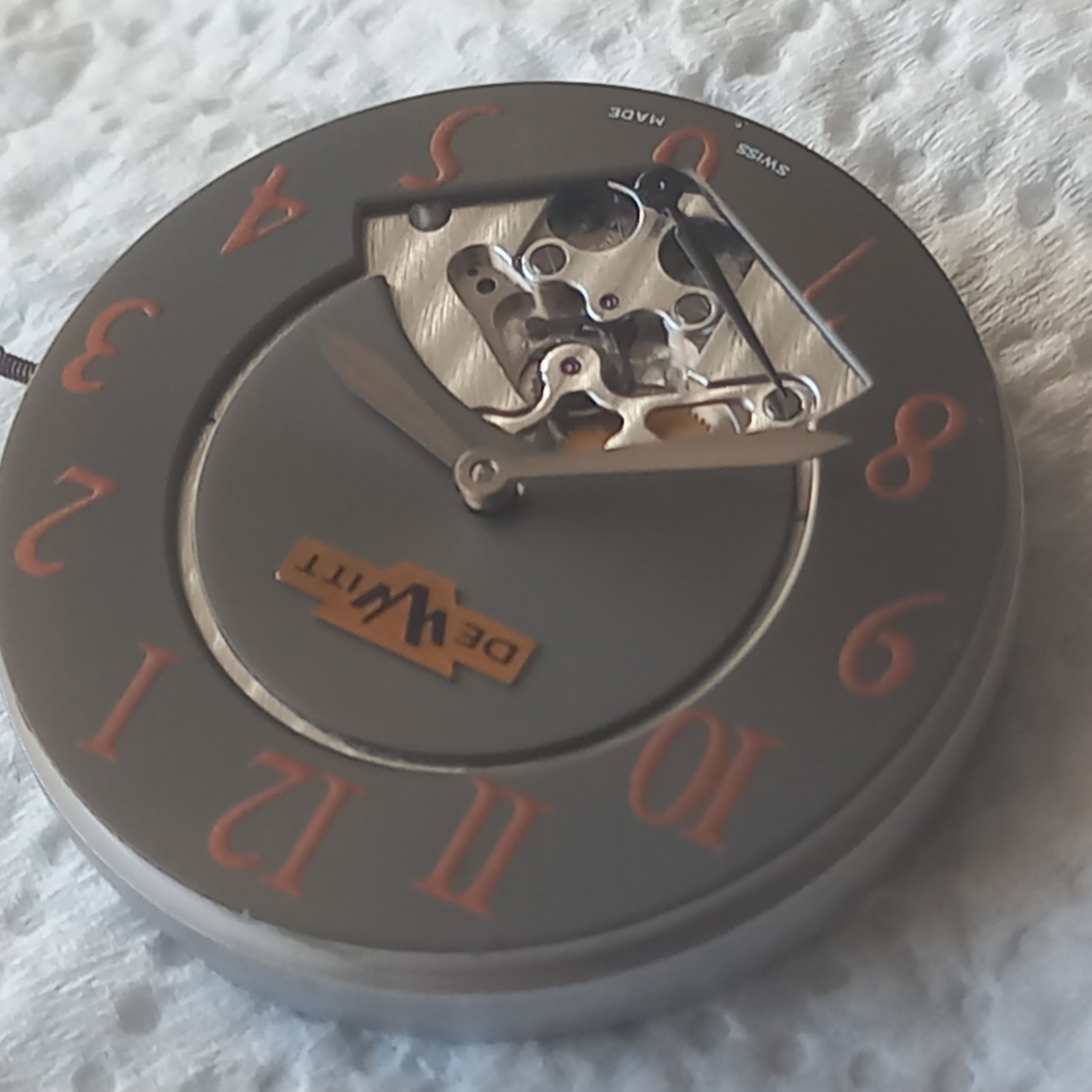 DeWitt Retrograde Watch Movement – Complete Set Dial + Movement + Metal Holder