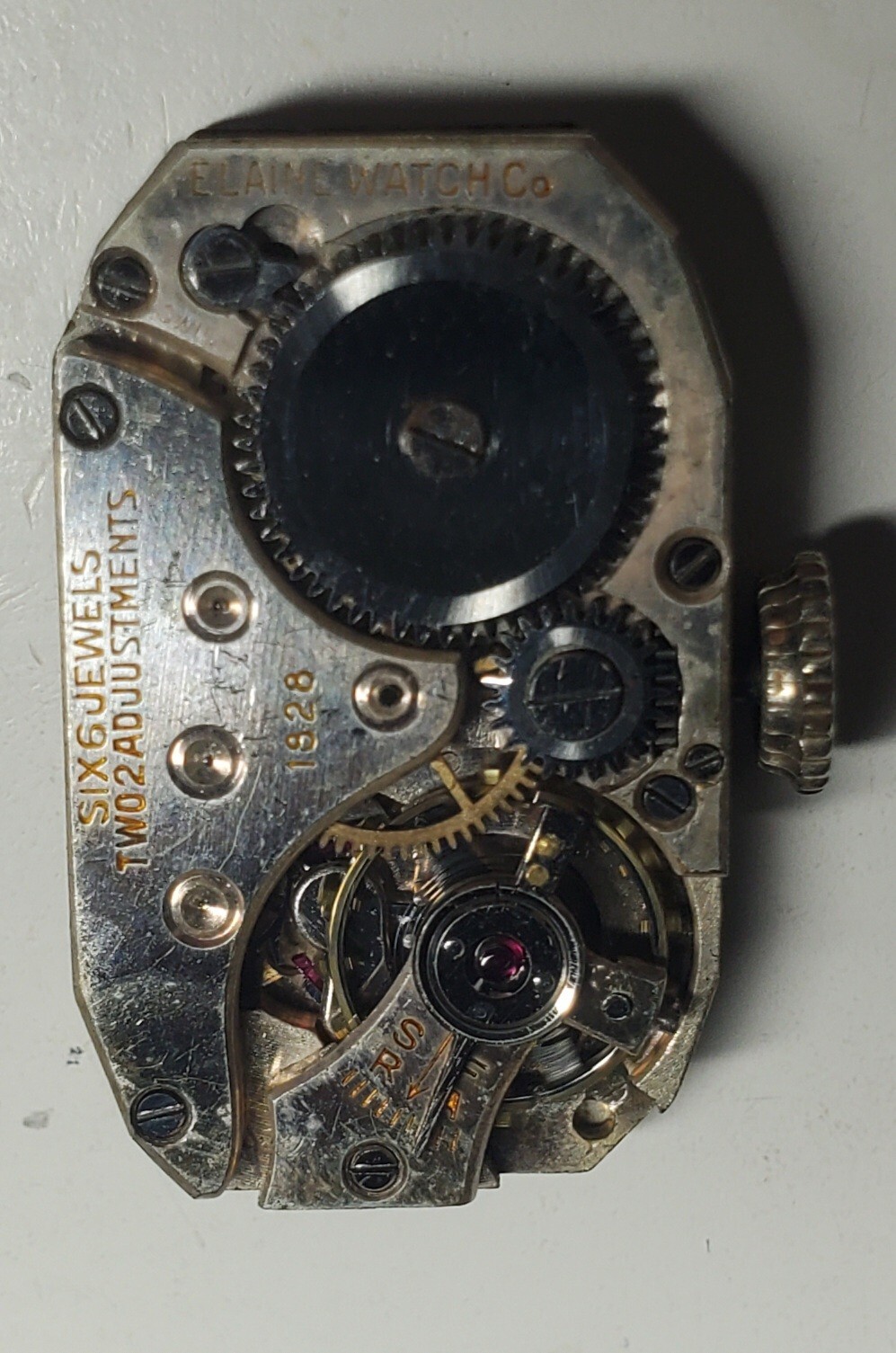 Elaine watch co Swiss 6 jewels in 14K 1/30 gold Shell case – running #1828
