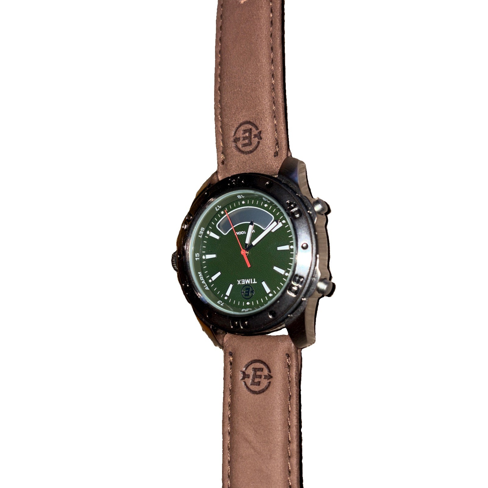 Vintage 2009 Timex Expedition T45201 Dual Time Ana-Digi Watch Green Dial WR100M