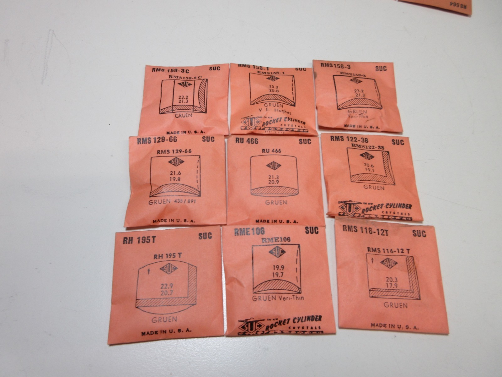 LOT OF SUC FOR GRUEN MENS WATCH CRYSTALS WATCHMAKER REPLACEMENT PARTS #26
