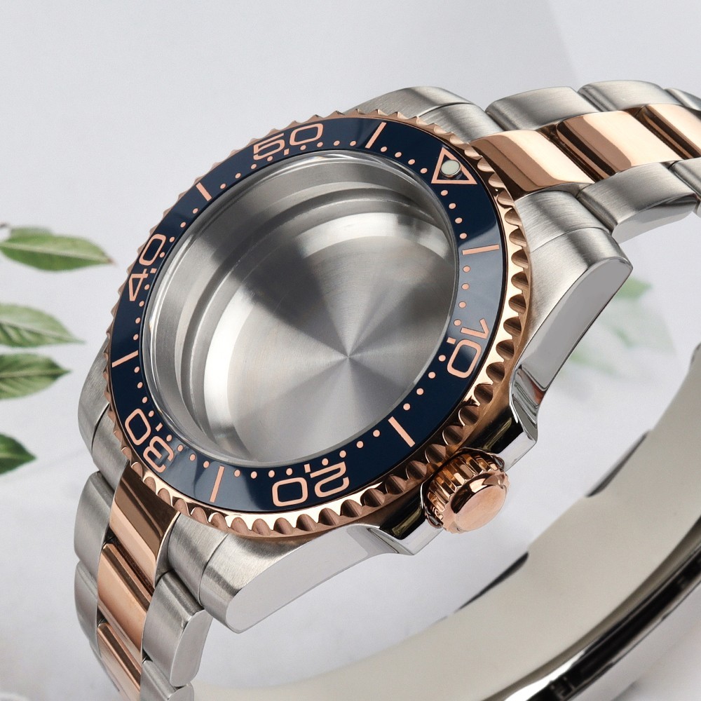 40mm Oyster SUB Watch Cases Bracelet Silver Rose Gold Steel For Seiko NH35 NH38