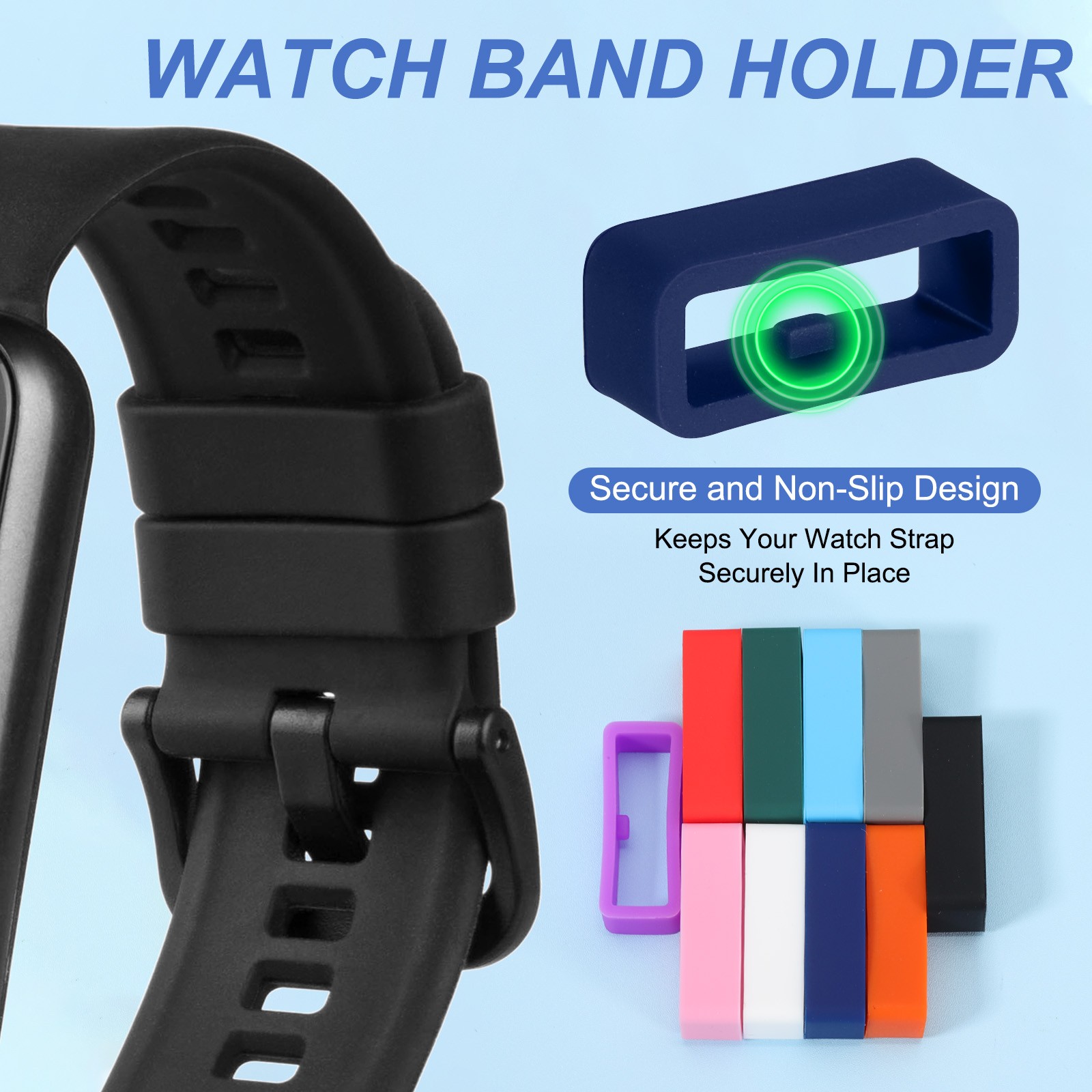 8 Pcs Watch Band Holder Loop, 16mm Universal Watch Replacement Band, Deep Blue
