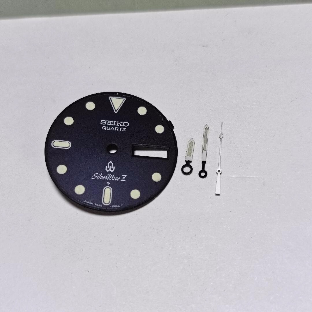 GENUINE PATINA BLUE DIAL 27.2mm SET HANDS SEIKO QUARTZ SILVERWAVE 100 7546-606A
