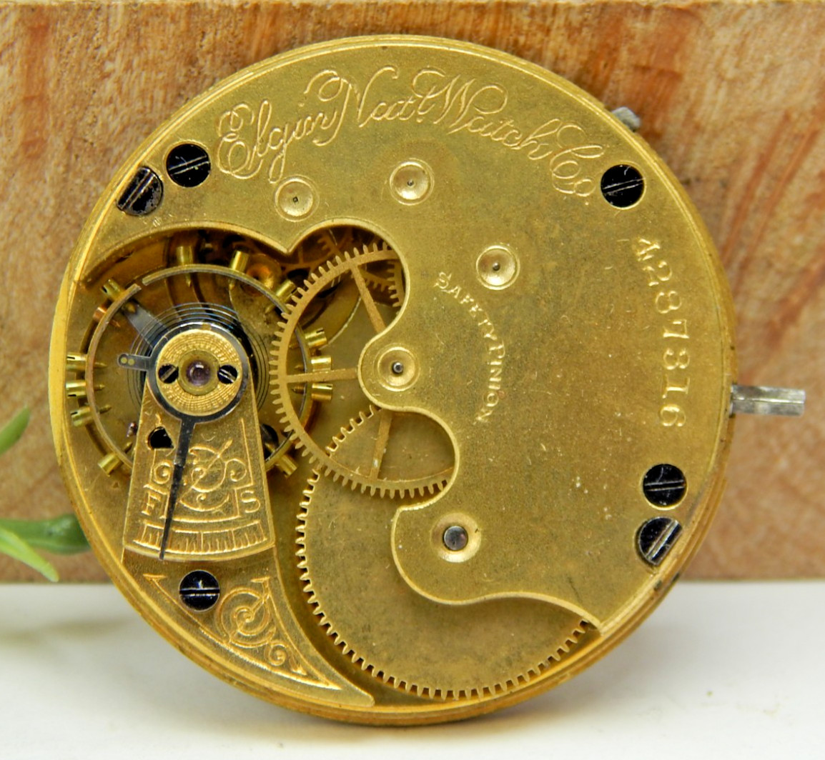 Antique 1891 Elgin 95 6 size 7 jewel pocket watch movement with dial & hands