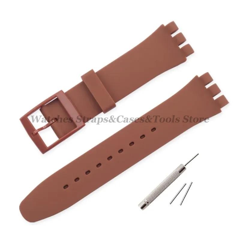 Soft Silicone Watch Band for Swatch 16mm 17mm 19mm 20mm Rubber Strap Sports Repl