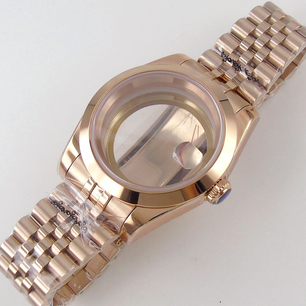 Rose golden 36mm 39MM sapphire glass Watch Case fit eta 2836 8215 NH35 NH36