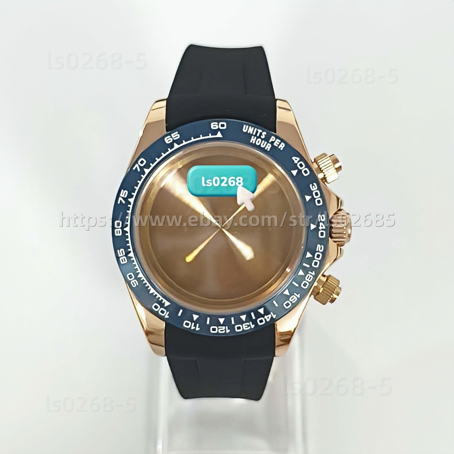 39mm Rose Gold Plated Case For VK63 Quartz Movement Chronograph Watch
