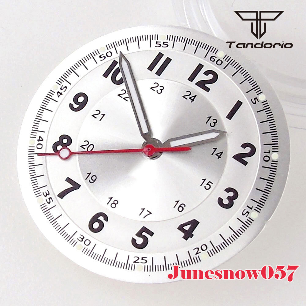 Tandorio Silver/Black Watch Dial Numbers Lume 29MM Fit NH35A NH36A Movement Men