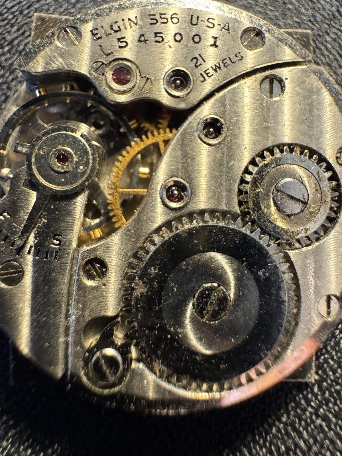 Vintage Lord Elgin 21 Jewel Watch Movement Cal 556 Art Deco Dial Non-Working