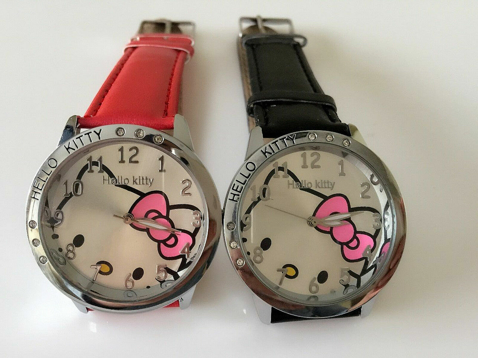 1P Lady Children Kid School Girls Hello Kitty Crystal Wrist Watch Birthday Gift